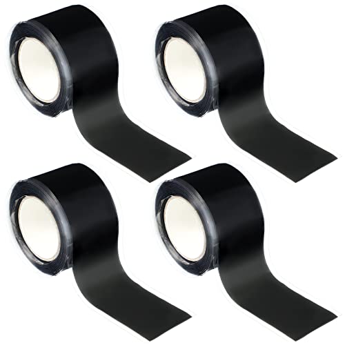 4 Rolls Grip Tape for Handles Self Fusing Silicone Tape Handlebar Tape Silicone Rubber Wrap for Pull up Bars, Barbells, Dumbbells, Sports and Gym Equipment and Tools, Plumbers Tape, 1 Inch x 5 ft