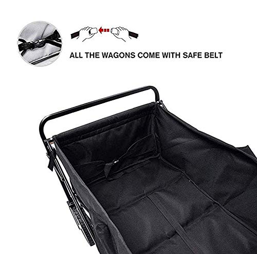 LIDDFAFA Zusammenklappbarer Bollerwagen mit Sonnen-/Regenschutz, verstellbarem, ausziehbarem Schiebe- und Ziehgriff, Abnehmbarer Plane und Verdeck – Bild 5