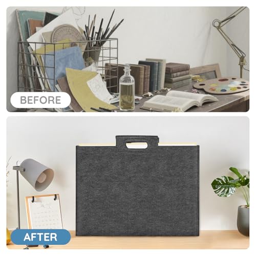 Image of ZKOO Felt Art Portfolio Bag, Large Art Portfolio with Handles, Sturdy Artist Storage Bag for Artwork, Poster, Sketching, and Drawing (24 x 36 inch)