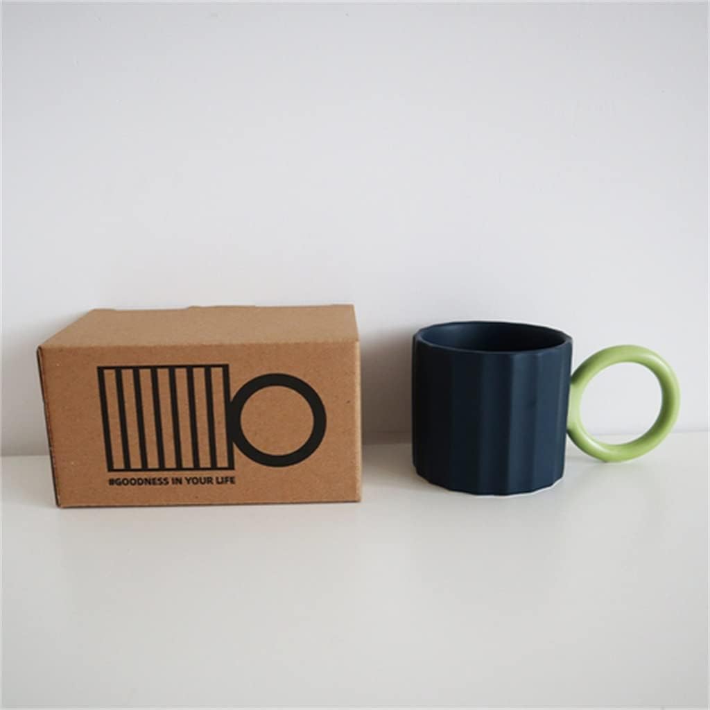 Big Handle Japanese Ceramic Coffee Mug For Tea Milk Water Couple Birthday Gift Cup(Black)