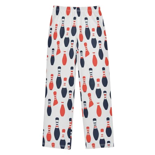 Pajama Bottoms, Bowling Pins Doodle Pattern Sleeping Pant Lounge Wear Pajamas Long Pants Sleepwear PJS