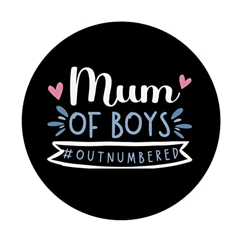 Mum Of Boys Outnumbered Funny Mother's Day Mummy Of Boys PopSockets Swappable PopGrip, Black - Image 3