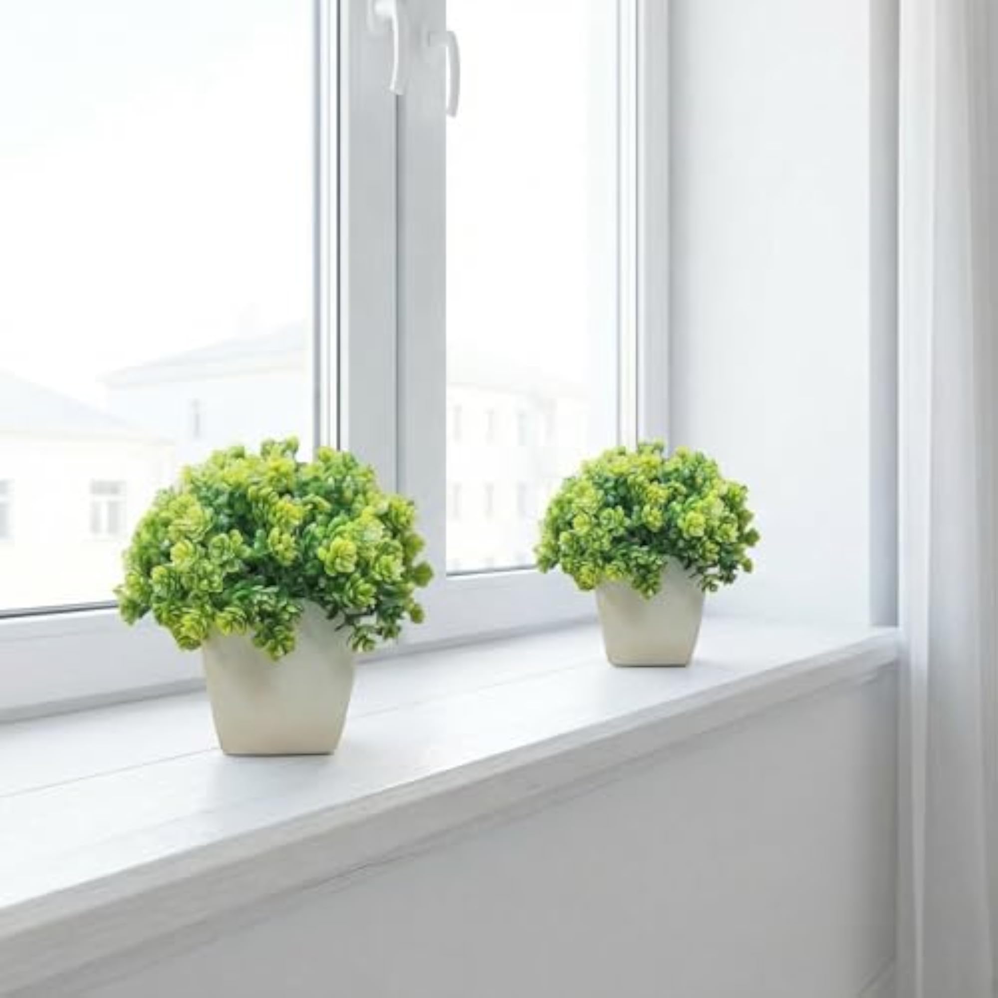 Set of 2 Mini Cute Artificial Plants for Home Decor