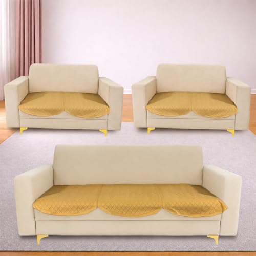 Image of Homerz Premium 'Surya Series' Sofa Cover | Stylish Sofa Protector | Net Fabric | Anti-Stain & Washable Slip Cover Exact Size Antislip (New Jerry Chikku, 7 (3+2+2) Seater, Only Seat Cover)