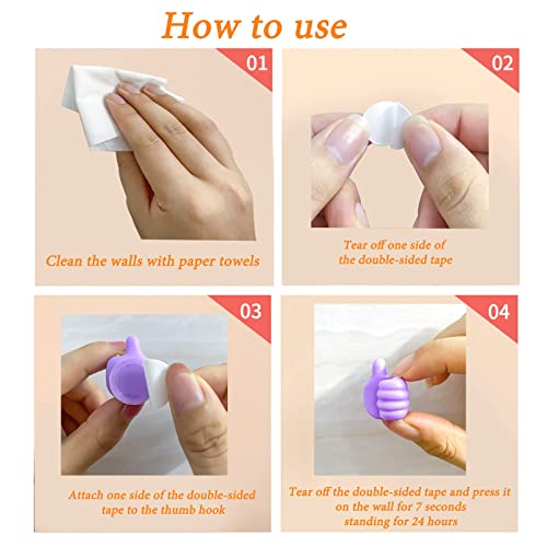 Image of RELAYWARE'S Creative Silicone Thumb Wall Hook, Multifunction Self Adhesive Cable Clip, Cable Organizer Clips Key Hanger, No Punching Nails-Free Utility Hooks Desk Wire Management, Multicolor (5)