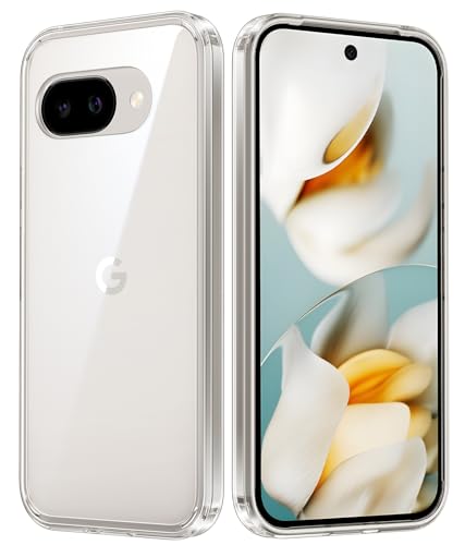 FNTCASE for Google Pixel 9a Case: Military Grade Drop Protection Anti Yellowing Cell Phone Cover - Rugged Shockproof Protective Bumper Transparent Cases(Clear)