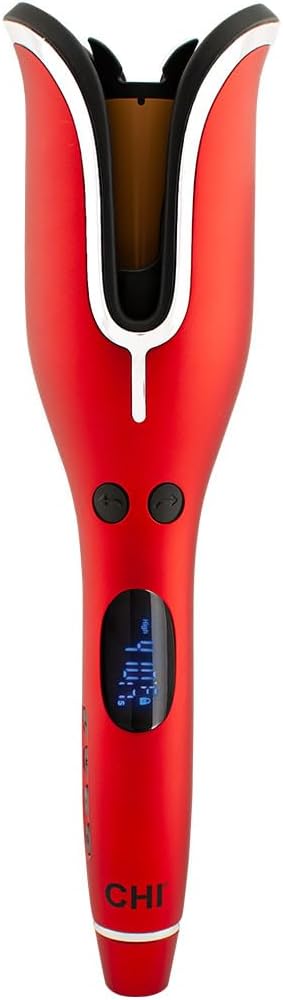 CHI Spin N Curl 1″ Ceramic Rotating Curling Iron, Adjustable Preset Heat Settings for All Hair Types, Salon-Quality Curls & Waves, Auto Shut-Off, Tangle Protection, Ruby Red
