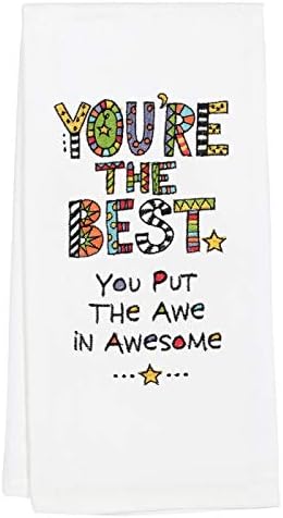 Enesco Our Name is Mud Cuppadoodle You're The Best Embroidered Dish Cloth Tea Towel, 26.5 Inch, Multicolor