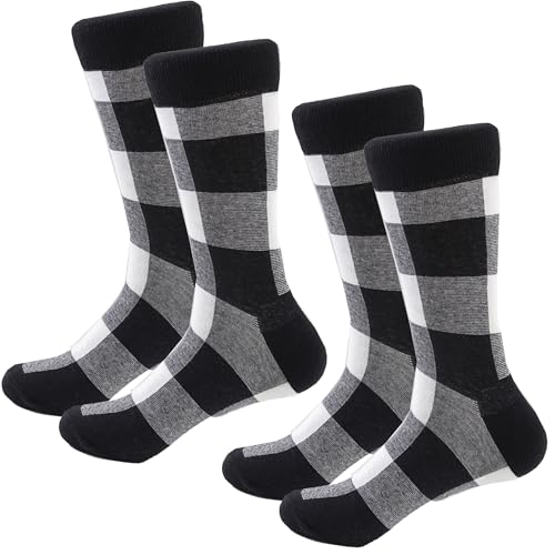 Buffalo-Plaid-Cotton-Socks - Check Crew Socks Hiking Casual Warm Socks 2-pairs Fit for women