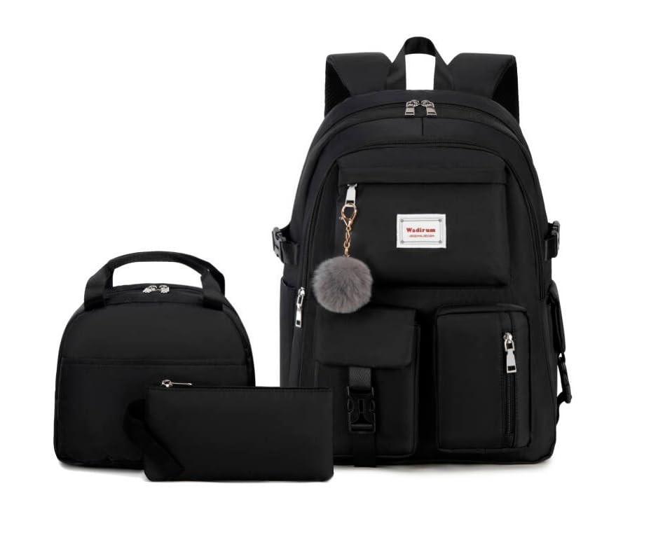Sac à dos de voyage ordinateur portable 15,6 pouces grand format pour femme noir