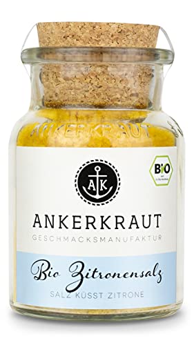 Ankerkraut BIO Zitronensalz fruchtig-frisches Salz zum Highlighten 160 g im Korkenglas Bio-Qualität als Highlight in der Küche Spaß am Kochen lecker Geschmack zum Braten und Grillen