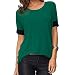 Aichatan Konater Women Purecolor Comfy Loose Fit Short Cut Out Sleeve Cotton T-Shirt Green-XL