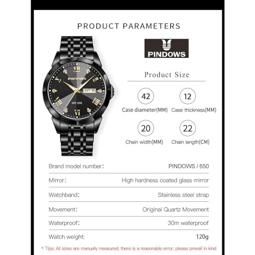 Image of PINDOWS Watch for Men Big Dial Analog Digital Black Silicone Sport Multifunction Luminous LED Dial Waterproof Watches Fashion Wristwatches
