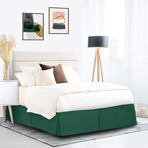 Soft Split Corner 1000 Series Box Pleated Hunter Green Bed Skirt 60” X 80” Inches Egyptian Cotton 16 Inches Drop Queen Bed Skirt Fade Resistant Bed Cover Skirt #TOP18