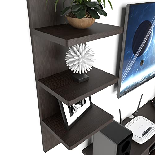 Image of ESTANTERIA Attri Strandier Tv Unit Wall Mounted Engineered Wood TV Cabinet for Wall Stand for Wall, TV Stand Unit Wall Shelf for Living Room, Set Top Box Wall Display Rack Stand (Standard, Wenge)