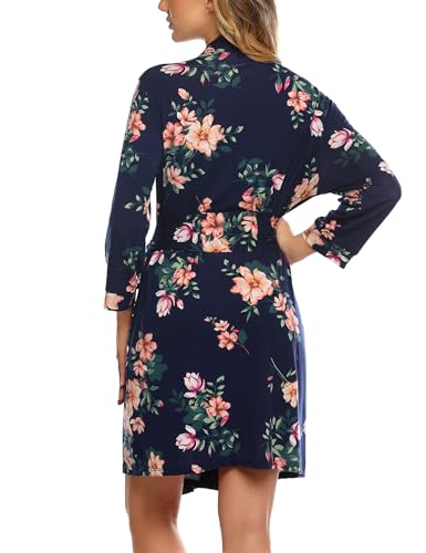 Image of HOTOUCH Womens Robe Lightweight Short Knit Bathrobe Soft Ladies Sleepwear with Pockets