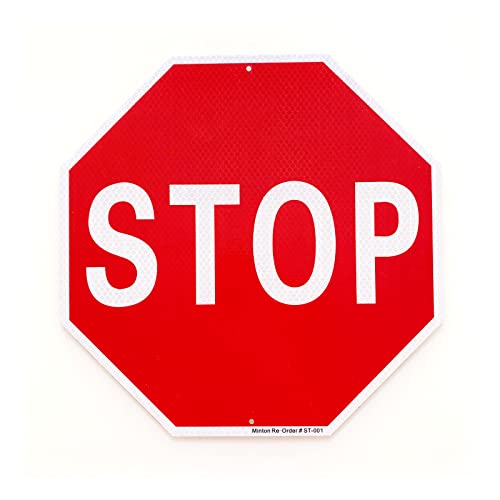 Stop Sign, Street Traffic Warning Reflective Signs, 12'x 12' Octagon Rust Free Aluminum Sign, UV Protected, Weather/Fade Resistant, Indoor/Outdoor Use