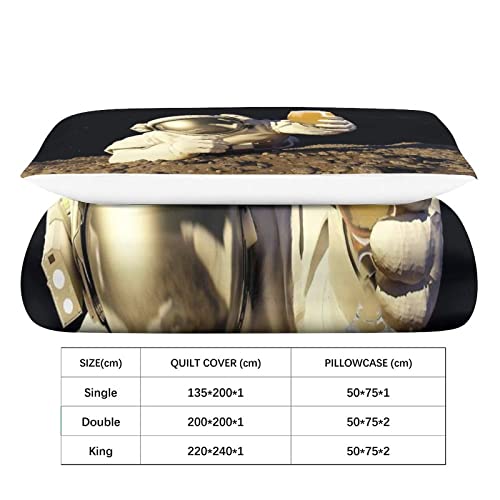 Ensemble de literie astronaute housse de couette microfibre 135x200