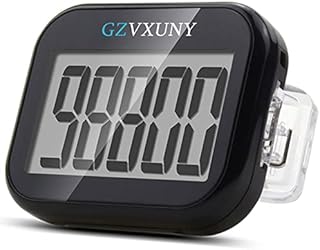 Gzvxuny Pedometer for Walking, Pedometer Clip On Step Counter with Large Display and Lanyard, Accurate Track Steps, Simple Pedometers for Steps Clip On for Seniors, Kids, Men and Women - Black