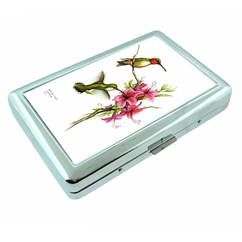 Cigarette Case Hummingbird S11 Smoking Silver Metal Wallet Id Holder 4" X 2.75" Bird