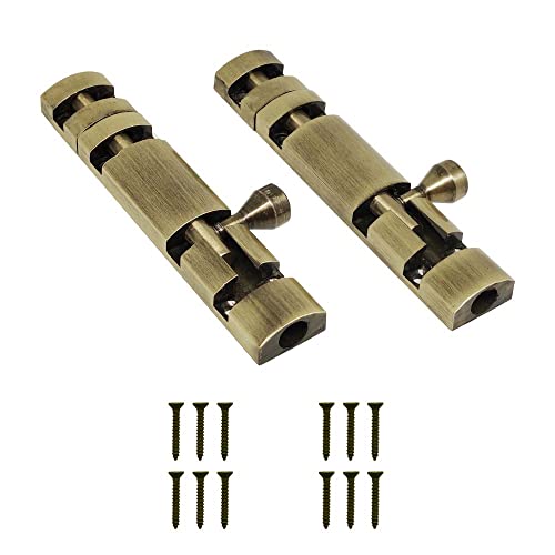 Image of Volo Premium 4 inch Xylo Tower Bolt /Door Latch /kundi /chitakni /Chitkini (Stainless Steel Rod) (Antique Brass Finish) (Size 100mm) (4 inch-100mm, 6)