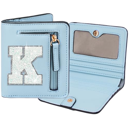 Image of Birthday Gifts for Teen Girl Kids Wallet Little Girl Wallet Gifts | Small Initial Wallet for Girl Kids Rfid Wallet Preppy Stuff Gifts for Girls 8-12 Blue K