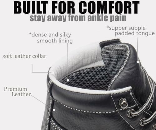Image of SUREWAY Men's Lightweight Casual Wedge Soft Moc Toe Work Boots,Comfort Insole, Superior Oil /Slip Resistant,Men's Construction Industrial Safety Working Boots /Shoes - Black