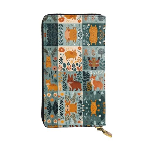 Portefeuille en cuir imprimé faune et flore chic de 19 cm avec grand format porte-cartes élégant