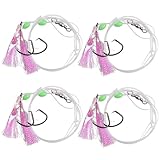 Fishing Rigs Saltwater Bait Rigs, Fishing Rock Cod Rigs Flasher Lures Hooks with Luminous Beads Swivel Fishing Line Leader for Rockfish Lincods Fluke Sea Bass Halibut Freshwater Saltwater (Pink)