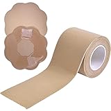 ❤ 【Material de primera calidad】 La cinta de pechos está hecha de tela de grado profesional 100% y pegamento de grado médico, suave y cómodo, no daña la piel. Puede usar el pétalo para el pecho para cubrir el pezón al principio, luego use la cinta para el pecho para empujar el pecho hacia arriba.