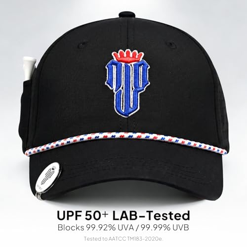 Image of NJF Golf Hat Men - Breathable Mens Golf Hats, Adjustable Rope Hook and Loop Style Cap, Convenient Cap with Tee Holder