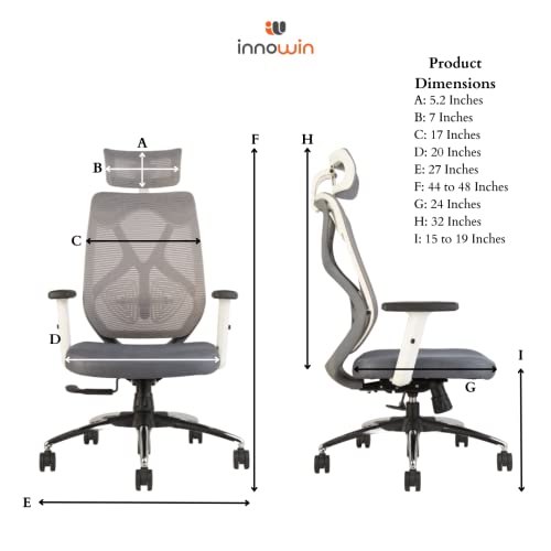 INNOWIN Tokyo Office Chair,High Back Mesh Ergonomic Home Office Desk Chair with 3 Years Warranty, Adjustable Armrests,Adjustable Lumbar... - Image 2