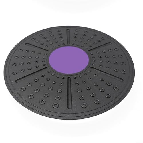WIIYENA Tabla de equilibrio oscilante, 36 cm, entrenamiento de estabilidad, fuerza central, entrenamiento, fitness, plataforma antideslizante, rotación de 15 grados, portátil (negro y púrpura)
