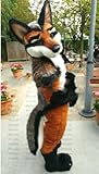 PROPSCOS Long Fur Black Wolf Dog Fursuit Furry Mascot Costume Christmas Party (XXL)