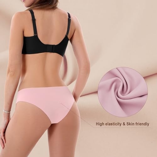 Double Couple 8 Pack Seamless No-Show Underwear Low Rise Soft Stretch Breathable Bikini Sets for Women (S-XL)4
