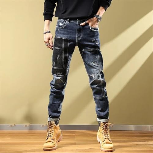 Men Spring Classic Trend Elastic Straight Leg Jeans Casual Comfort Small Foot Pants2