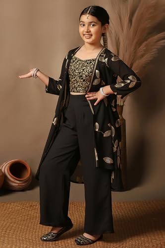 Image of Fashion Dream Girls Georgette Embroidered Palazzo Set|Kids Ethnic Wear|sharara set for girls|Indo Western Set