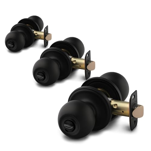 Copper Creek Privacy Interior Door Knob (3 Pack) Matte Black