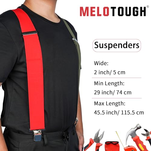 Image of MELOTOUGH Men's Suspenders w /Clip Heavy Duty suspenders for men Big and Tall Work suspenders for Jeans