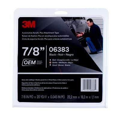 3M - 6383 (TM) Automotive Acrylic Plus Attachment Tape, Black, 7/8