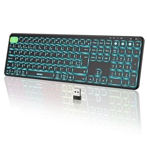 Seenda Wireless Backlit Keyboard, Multi-Device Bluetooth Illuminated Keyboard, Rechargeable Light Up Keyboard 7-Color Backlight for Mac/Windows, PC Computer Laptop MacBook Pro/Air iPad Tablet – Black