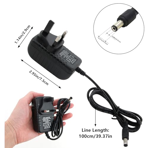 12V 2A Power Supply Adapter - AC/DC Converter 100-240V 50/60Hz with 5.5mm x 2.1mm Plug for LED Strip Lights, CCTV Camera, Wireless Router, Audio/Video Devices & More