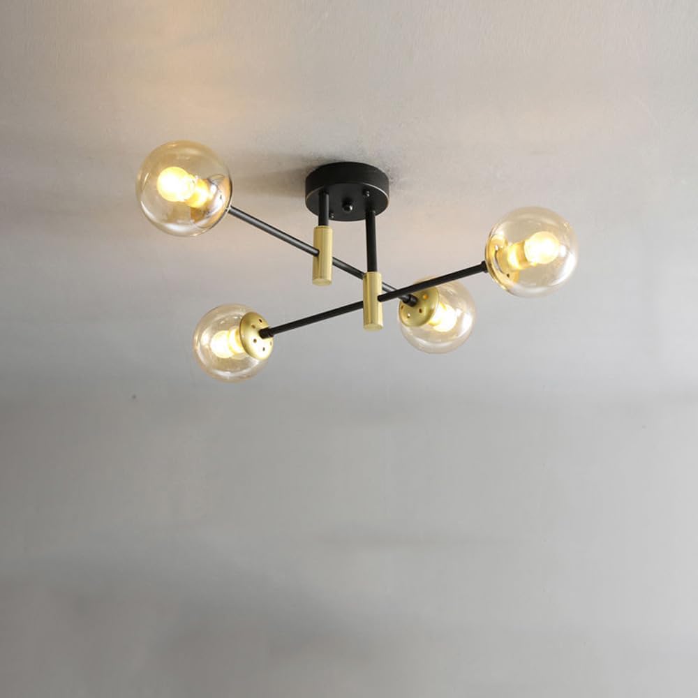 Plafonnier Spoutnik du milieu du siècle lustre bulles verre ambré design rétro chic