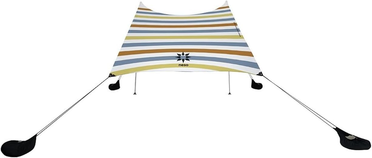 Neso Tents Grande Beach Tent, 7ft Tall, 9 x 9ft, Reinforced Corners and Cooler Pocket (Vintage Stripes)
