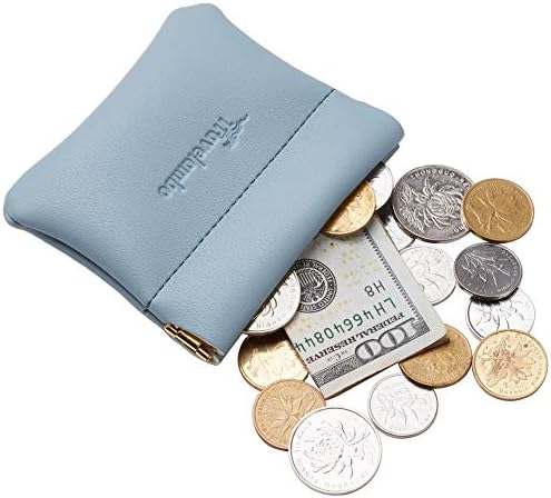 Travelambo Leather Squeeze Coin Purse Pouch Change Holder for Men & Women