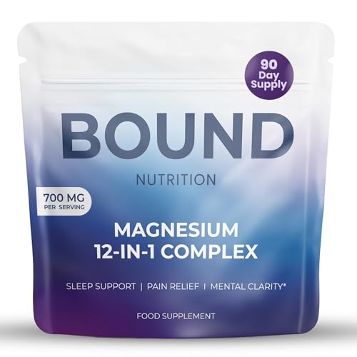 Magnesium Complex 12-in-1 700mg per Serving with Glycinate Citrate Malate Oxide Taurate Aspartate Orotate - High Absorption - Sleep Muscle Support Energy Nerve & Heart Health - 90 Capsules