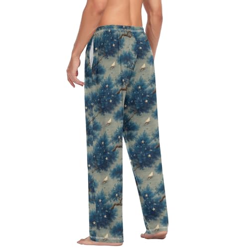 Aflyko Ocean Men's Pajama Pants Coral Starfish White Bird Pjs Sleepwear Bottoms3