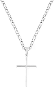 Cordão de Aço Inox Masculino + Pingente Cruz
