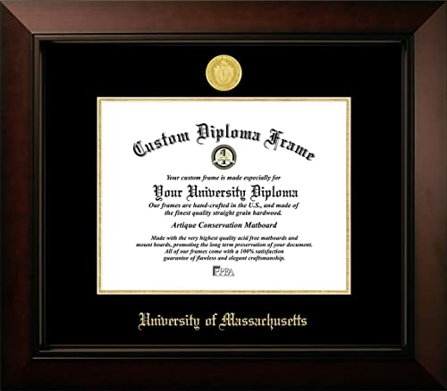 Campus Images University of Massachusetts 11w x 8.5h Legacy Black Cherry Gold Embossed Diploma Frame