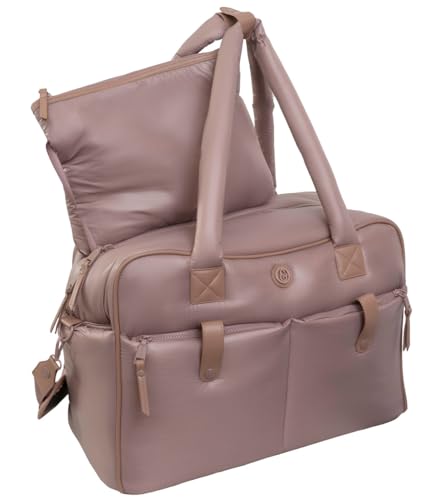 Joan & David 20 Inch Puffer Nylon Weekender Duffle Bag with Detachable Pouch (Light Mauve)2